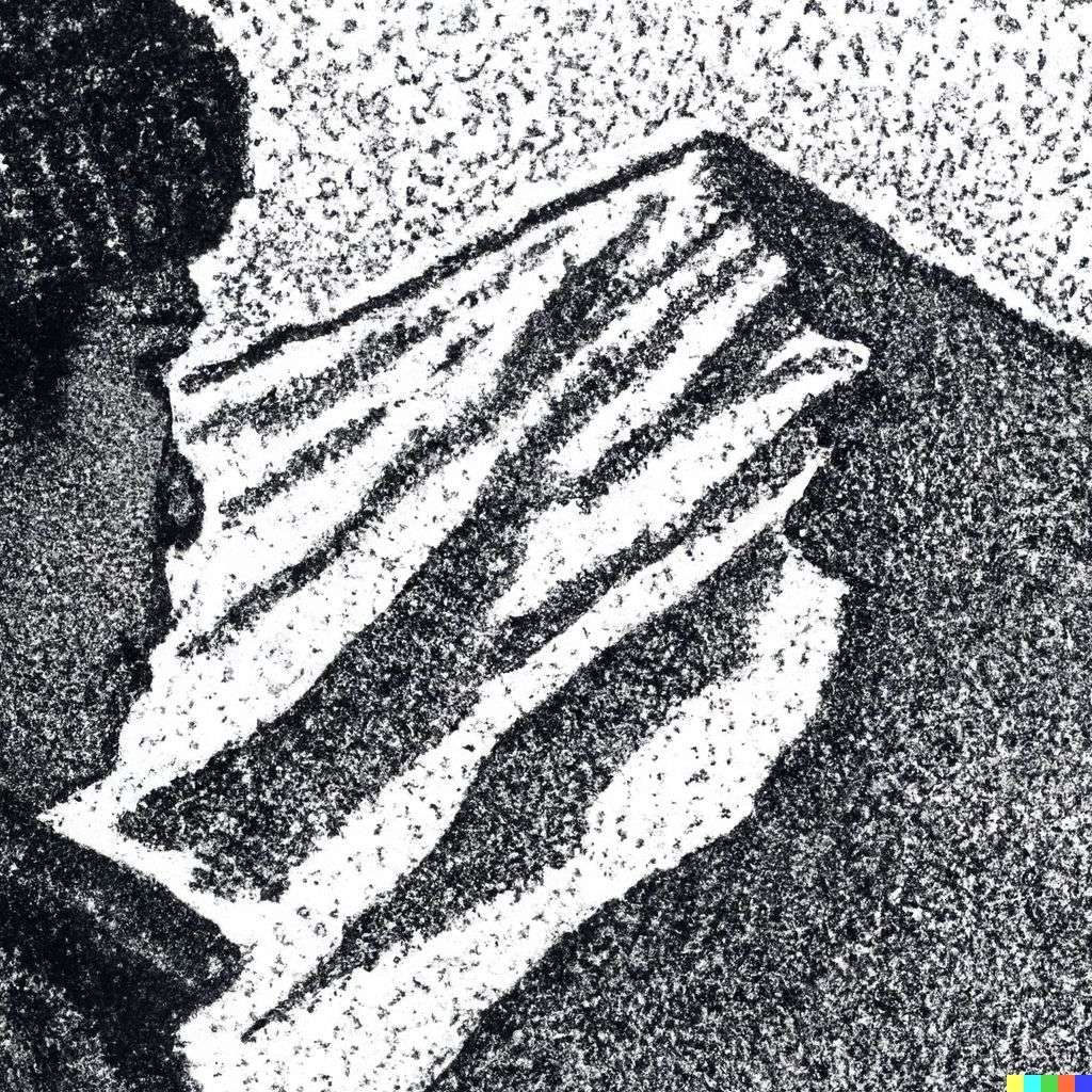 someone gazing at Mount Everest, stipple drawing